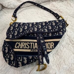 Navy and Beige Saddle Bag